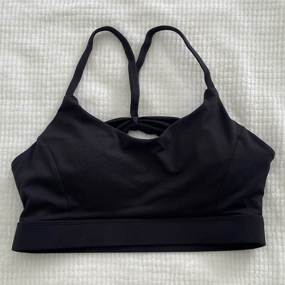 Black Women's Sports Bra with Open Back Detail